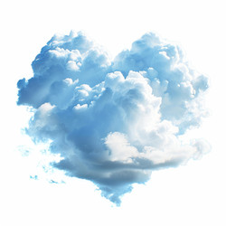 большое пушистое бело-голубое облако в форме сердца плывет по белому небу - yliv