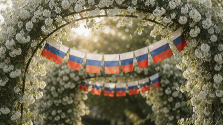 праздничная арка с российскими флагами - Vvicca