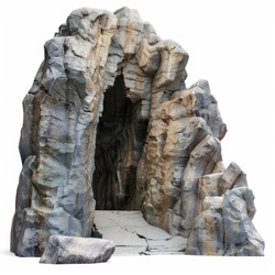 Large rock formation with cave opening leading underground - yliv