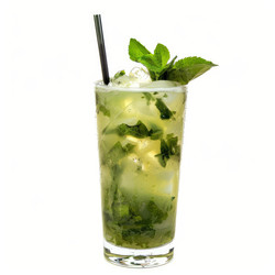 Refreshing mojito cocktail with mint and ice cubes on white background - yliv