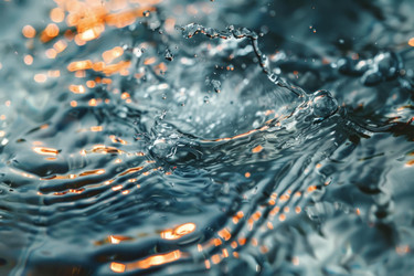 Брызги воды создают рябь на голубой поверхности воды - yliv