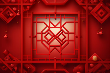 красный китайский новый год украшение с традиционными рисунком и висячие украшения - yliv