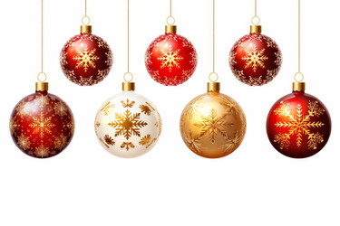 Christmas balls hanging with golden snowflakes decoration - yliv