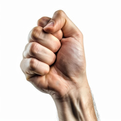 Male hand making fist clenching gesture on white background - yliv