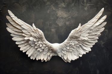 Pair of white angel wings symbolizing purity and spirituality - yliv