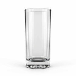 Tall empty drinking glass standing on a white background - yliv