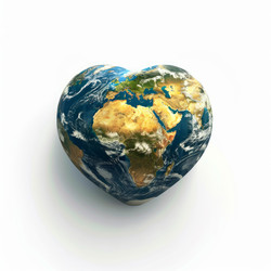 Earth globe forming a heart shape symbolizing global love and peace - yliv
