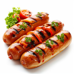 вкусные колбаски-гриль с овощами на тарелку - yliv