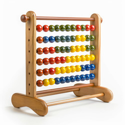 Wooden abacus showing colorful beads for counting and math education - yliv