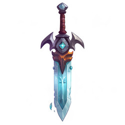 Cartoon illustration of a fantasy sword gleaming with magical power - yliv