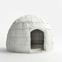 Warm igloo made of blocks of ice protecting from blizzard in the arctic polar circle - yliv