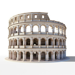 Majestic roman amphitheater standing tall against white background - yliv