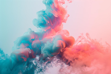 Pink and blue ink mixing together in water creating abstract shapes - yliv
