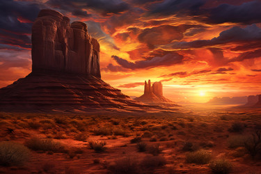 Breathtaking sunrise paints the sky with vibrant colors over iconic sandstone buttes in monument valley navajo tribal park - yliv