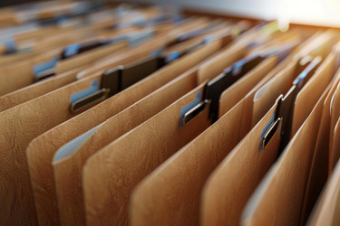 Archive storing important documents organized in filing cabinets - yliv