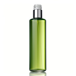 Green cosmetic bottle spraying mist on white background - yliv