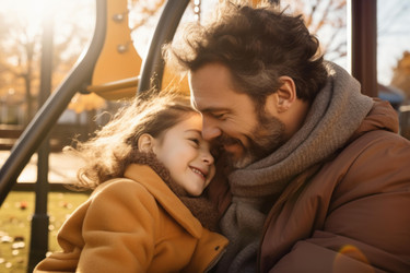 Father and daughter sharing a tender moment at the playground - yliv