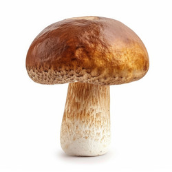 Fresh penny bun mushroom standing on white background - yliv