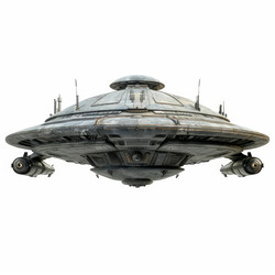Огромный инопланетный космический корабль, летящий на белом фоне - yliv