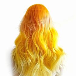 Long wavy yellow hair flowing on white background - yliv