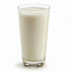 Glass of milk with bubbles on white background - yliv