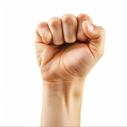 Male hand making fist clenching gesture on white background - yliv