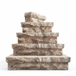 Stone steps forming a pyramid on a white background, creating a concept of growth, achievement, and overcoming challenges - yliv