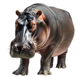 Full body shot of a large hippopotamus standing against a white background - yliv