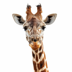 Curious giraffe staring isolated on white background - yliv