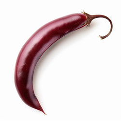 Studio shot of a single, vibrant red eggplant, highlighting its glossy skin and unique shape against a clean white backdrop - yliv