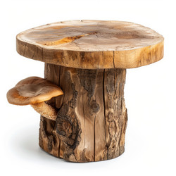 Small wooden table with mushroom shaped seat showing craftsmanship - yliv