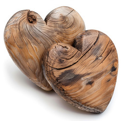 Two rustic wooden hearts showing grain and texture - yliv