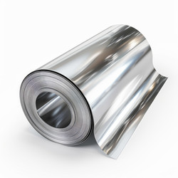 Roll of stainless steel sheet metal on white background - yliv