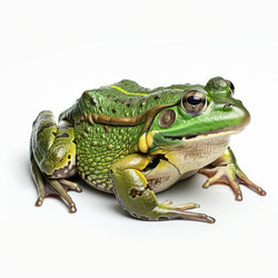 Green frog sitting on white background - yliv