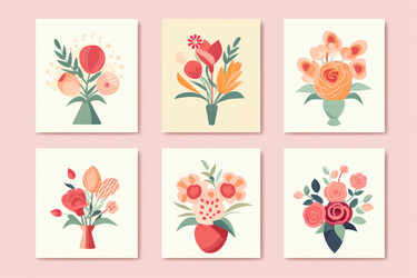 Six distinct floral arrangements showcase vibrant colors and elegant design, perfect for adding a touch of beauty to any project - yliv