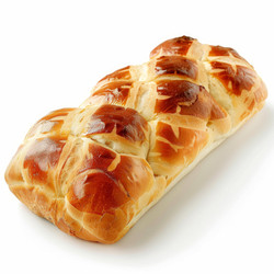 Braided brioche bread loaf resting on white background - yliv