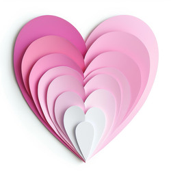 бумажные сердца белого и розового градиент создается большое сердце на белом фоне - yliv