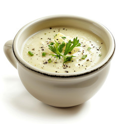 вкусный и сытный картофельный суп, приправленный зеленью и черным перцем, подается в миске по-деревенски и идеально подходит для уютной трапезы - yliv