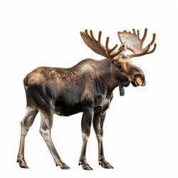 Large bull moose standing on white background - yliv
