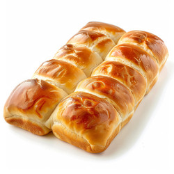 Freshly baked soft bread rolls forming a delicious loaf on white background - yliv