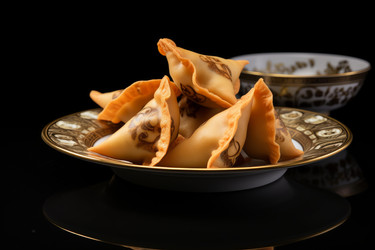 Delicious samosas sitting on an elegant plate, ready to be enjoyed - yliv