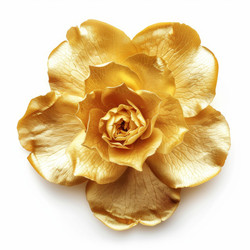 Golden rose blooming on a white background representing beauty and luxury - yliv