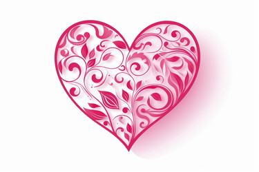 Pink heart filled with floral ornaments symbolizing love, romance, and valentine's day - yliv
