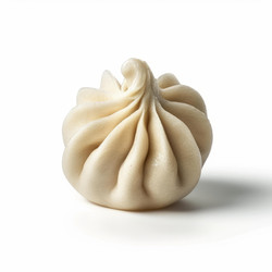 Single khinkali dumpling resting on white background - yliv