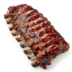 Delicious bbq barbecue ribs rack isolated on white background - yliv