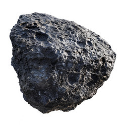 Large, dark asteroid floating in the vastness of space, featuring a rough surface covered in craters - yliv