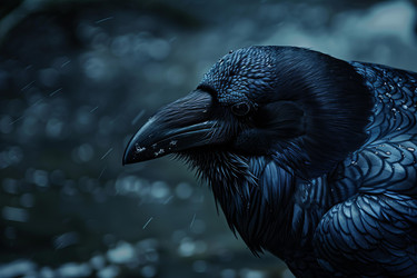 величественный ворон, переносящий дождь, портрет крупным планом - yliv
