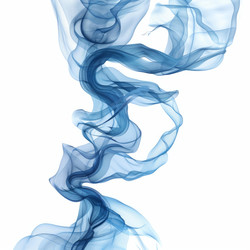 Abstract blue smoke waving on white background - yliv