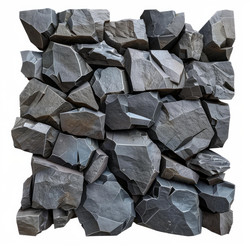 Square background of many different sized grey stones forming a wall - yliv