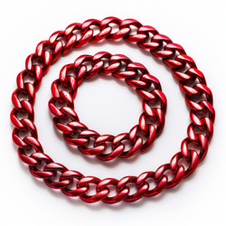 Red chain forming concentric circles on white background - yliv